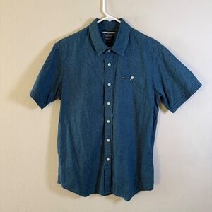 RVCA Mens Blue Micro Print Short Sleeve Button Down Shirt MB509TRN Size Small